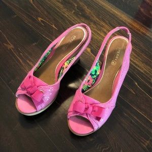 Sperry top sider Pink Sequin wedges!